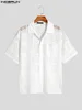 Fashion Casual Style New Men's Tops INCERUN Hollow Lace Pane Flower Printed Blouse Male Knitted Short-sleeved Shirts S-5XL 2023 3