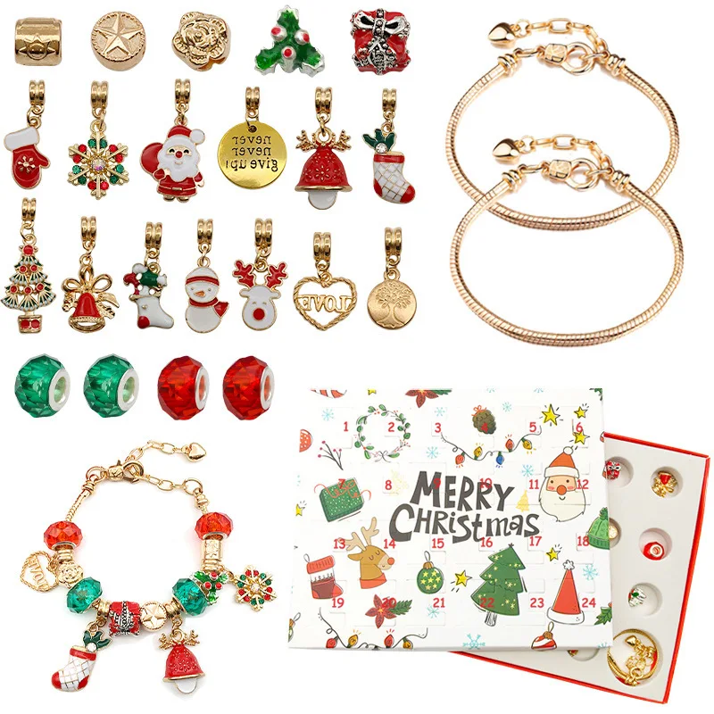 

Christmas Advent Calendar Bracelet 2023 for Girls 24 Days Christmas Countdown Calendar with 22PC DIY Charm Beads and 2 Bracelets