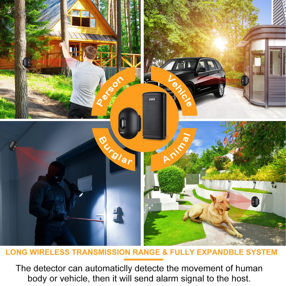 Sans Fil Allée Alarme : Détecteur De Mouvement Infrarouge De Sonnette D Carillon Avec 1 Recepteur Et 2 Sensor 38 Chime Tunes Indicateurs Led 88952285