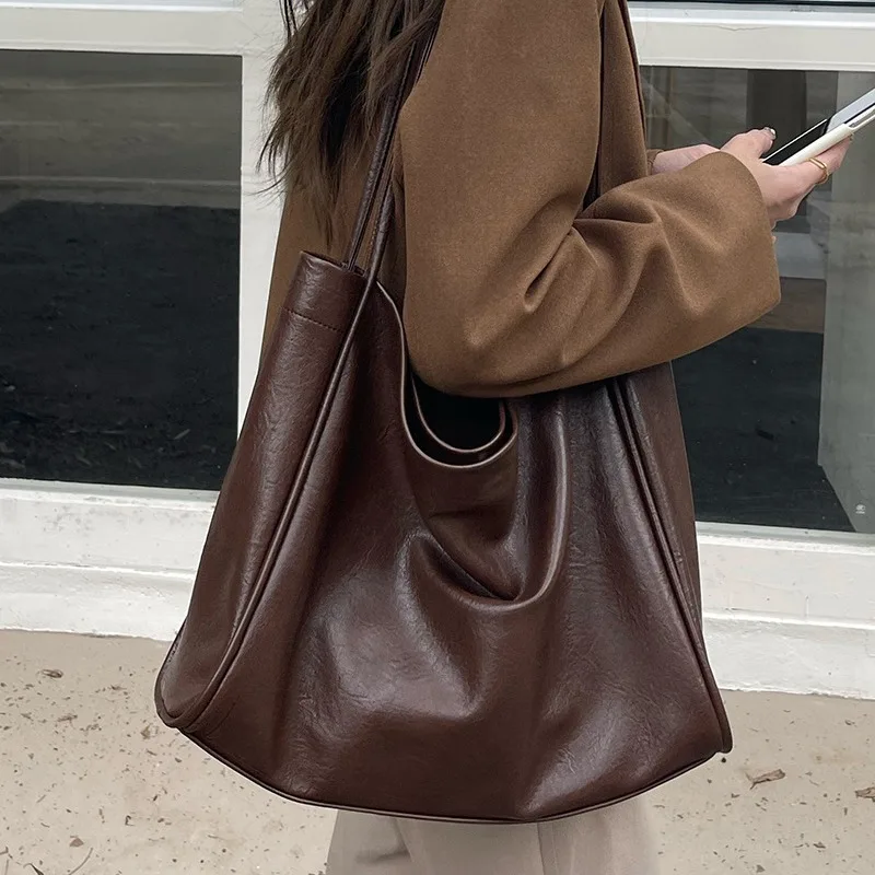 Large Capacity Soft PU Leather Shoulder Bag for Women, Fashion Tote Bag for Commuting