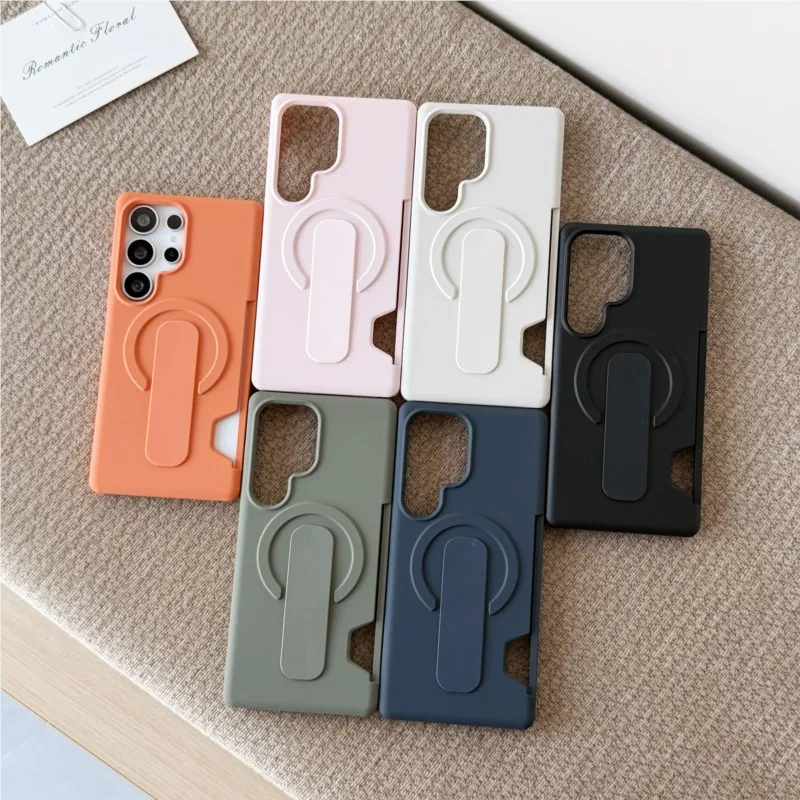 Soft Liquid Silicone Magnetic Case with Strap Holder and Card Slot - Shockproof Cover