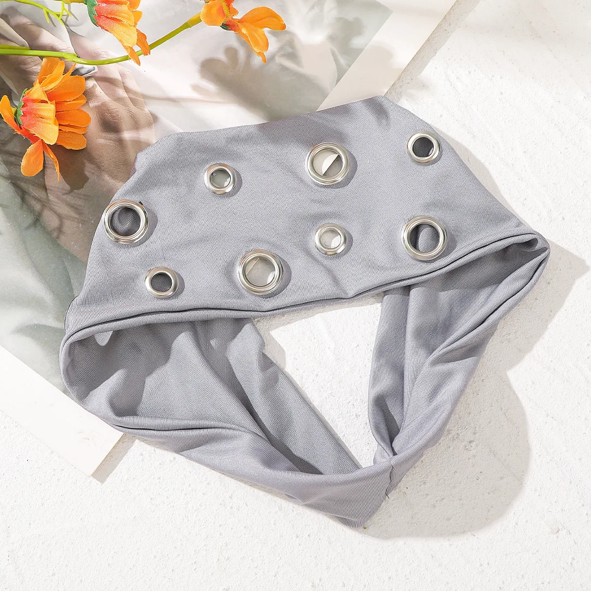 Women's Buttonhole Headband, Hollow Buttonhole Elastic Headband, Buttonhole Elastic Casual Hair Accessory