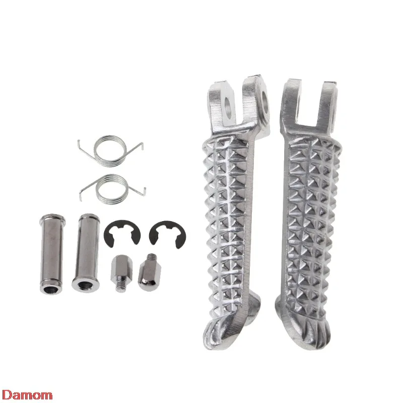 1 Pair Sliver Front Footrests Bracket Set Foot Pegs Fit For Yamaha YZF R1 98-14
