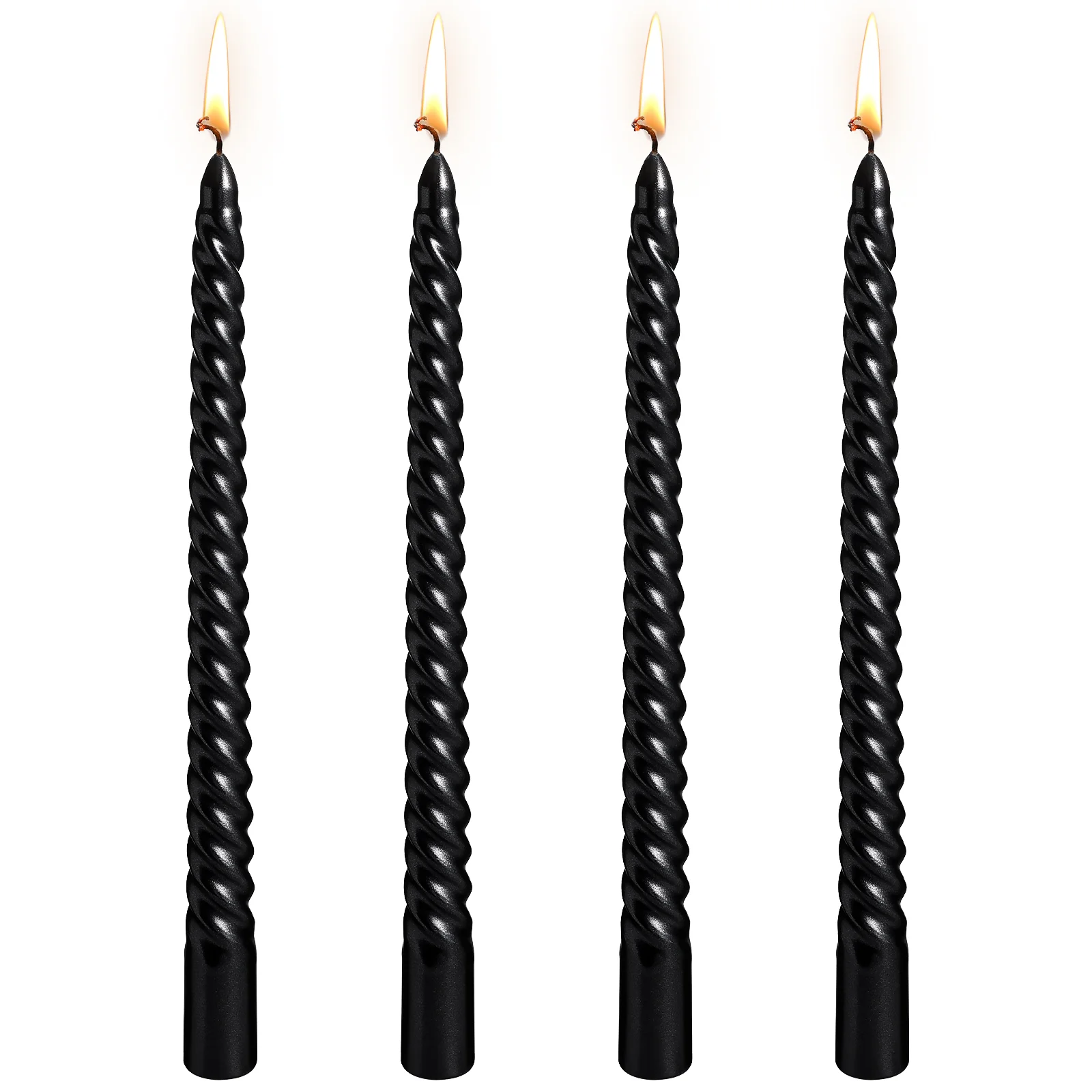 

4 Pcs Threaded Long Stem Candles Lighting Smokeless Taper Holder Black Conical Paraffin Wax Dinner Holders