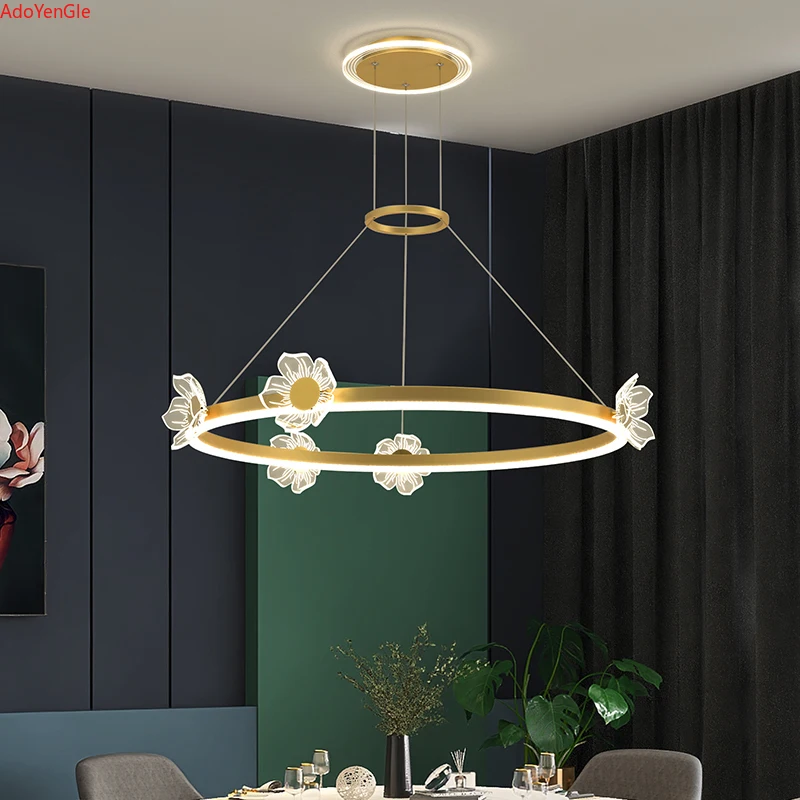 

Modern Luxury Crystal Chandelier Nordic Simple Creative LED Living Bedroom Lighting Restaurant Butterfly Net Red Light Set