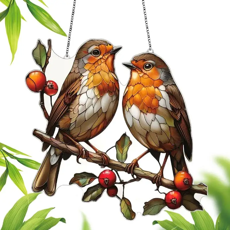 Bird Suncatchers for Window Stained Bird Window Decor Multicolor Home Wall Dangling Decoration for Home Patio Garden Yard