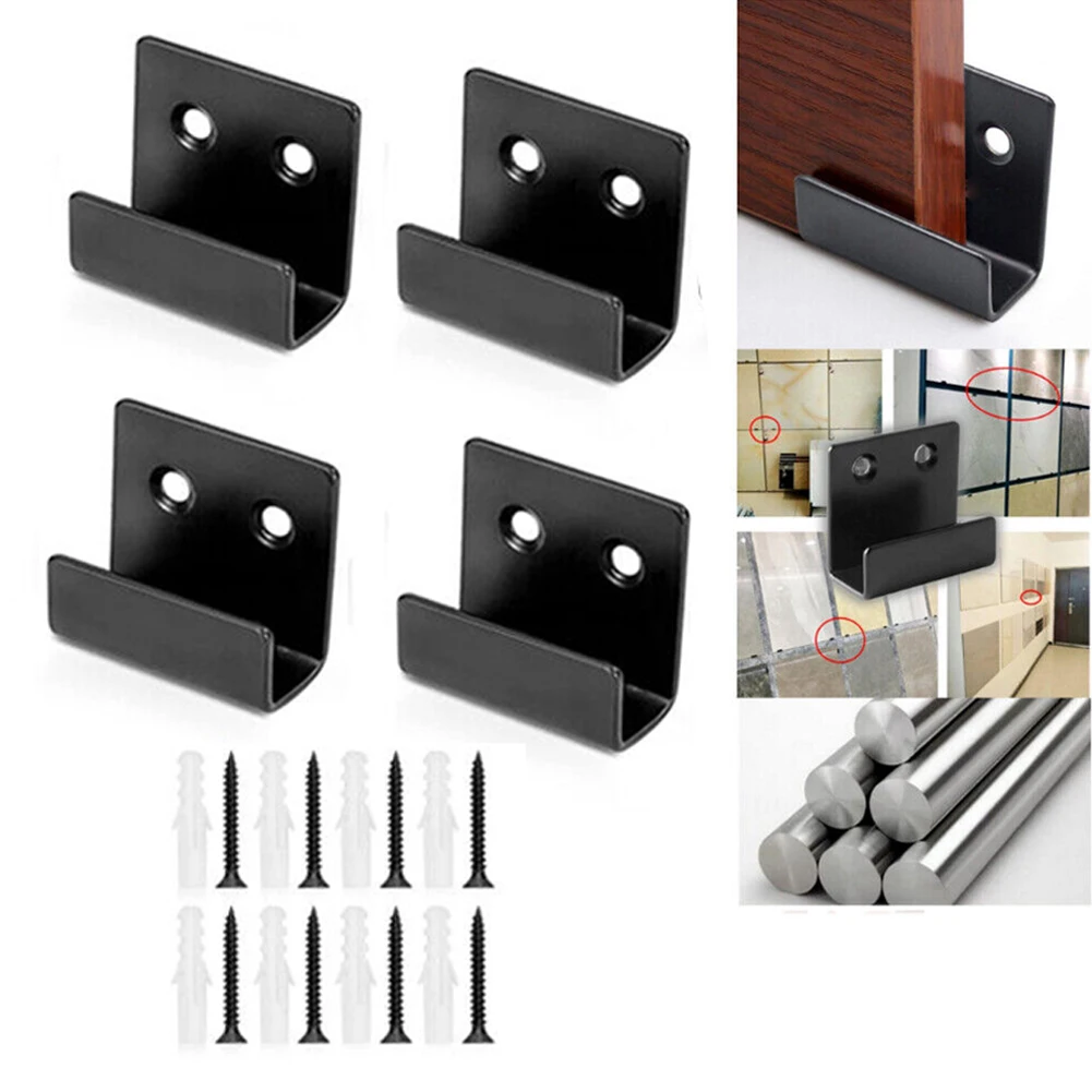 4pcs Hook Display Rack Stainless Steel Flat Hook Hanger Tile Billboard Display Board Holder With Screws Household Hardware Parts