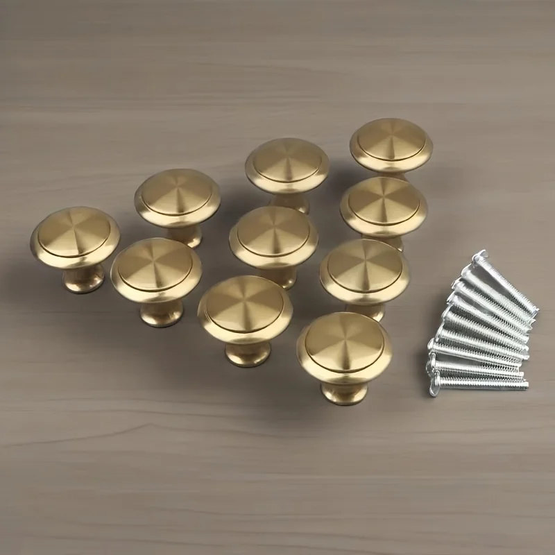 Cabinet Drawer Single Hole Pull Handle Golden Simple Round Furniture Small Handle 8pcs