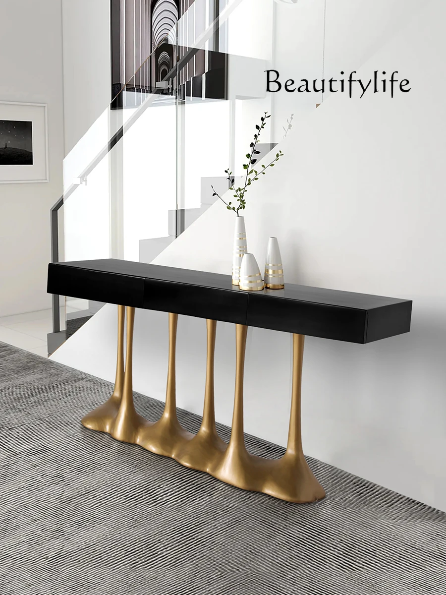 

Italian-Style Light Luxury Console Tables Home Side View Designer Aisle Shelf against the Wall a Long Narrow Table