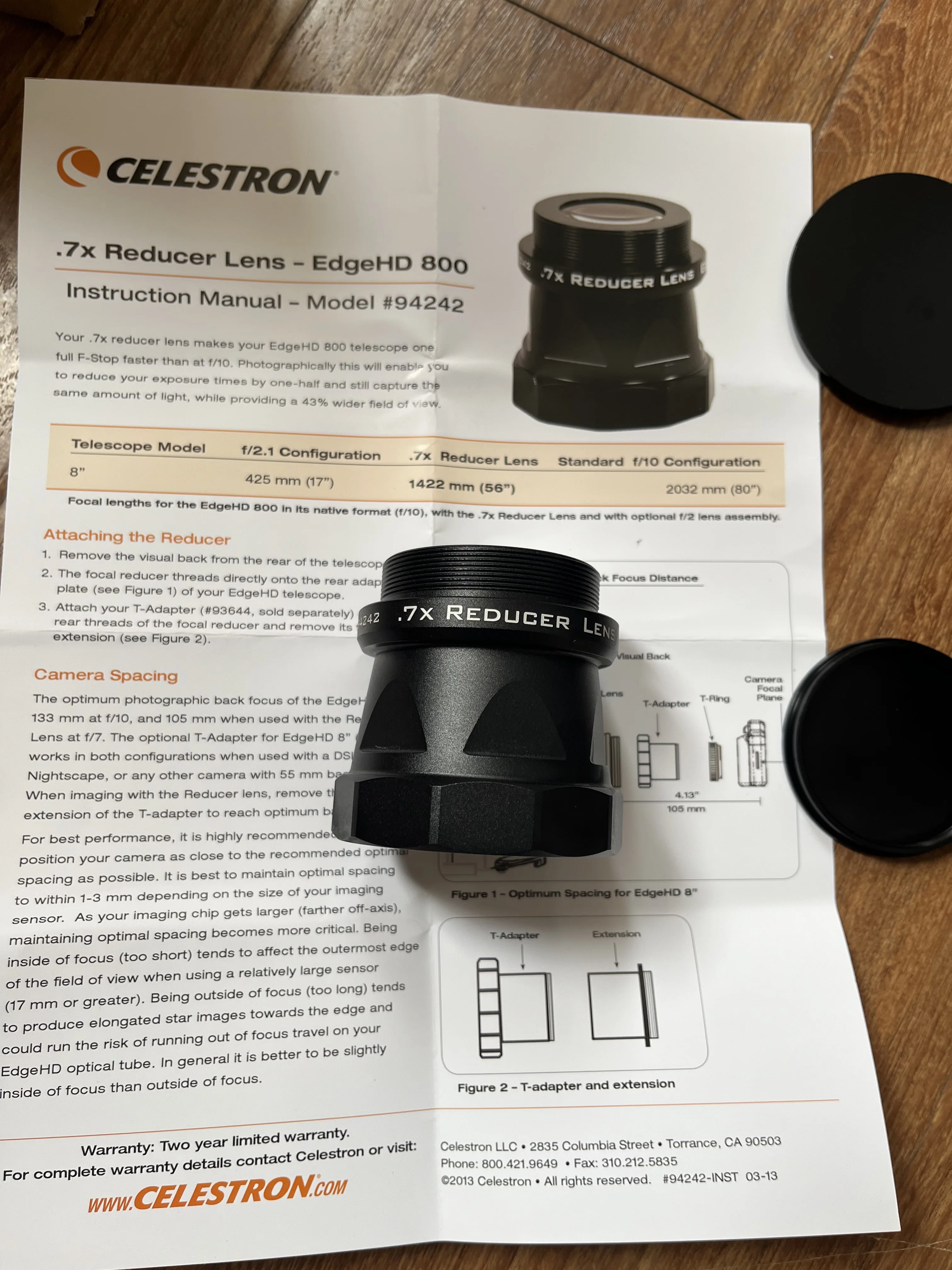 Celestron Reducer Lens For EdgeHD 800 Telescope #94242