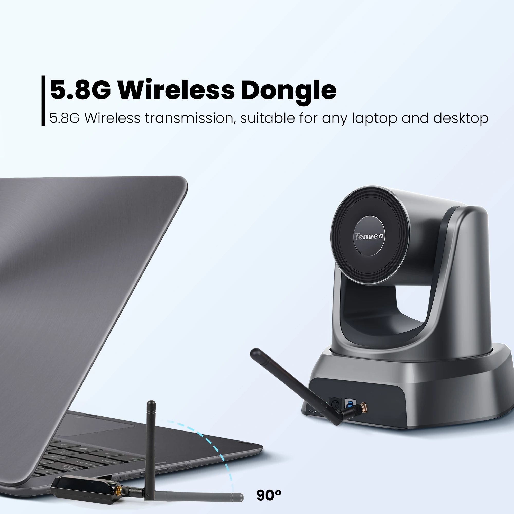20X Optical Zoom Video Conference Room PTZ Camera 5.8G Wireless and USB3.0 1080P 60FPS for Business Church Worship Online Learn