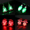 LED Christmas Earrings Glowing Light Up Earrings Santa Reindeer Snowman Christmas Tree Dangle with Lights for Party Women 2