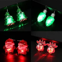 LED Christmas Earrings Glowing Light Up Earrings Santa Reindeer Snowman Christmas Tree Dangle with Lights for Party Women 2