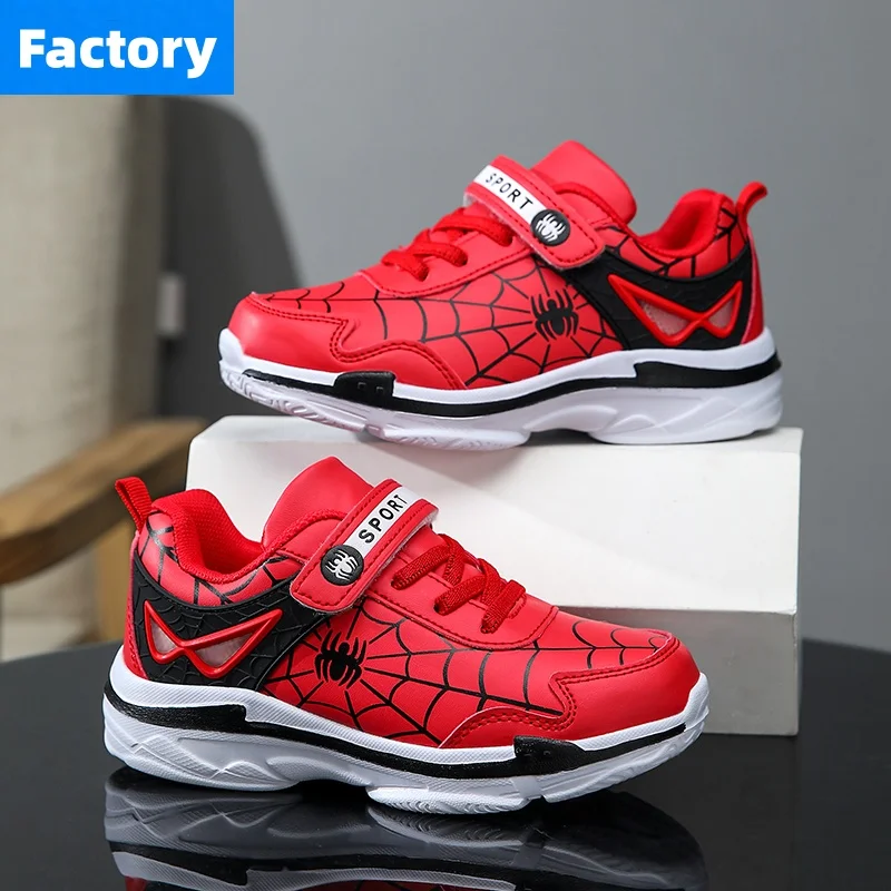 Brand Kids Cartoon Spider Sneakers Boys Comfortable Sports Shoes Outdoor Non-slip Tennis Shoes Lightweight Casual Running Shoes