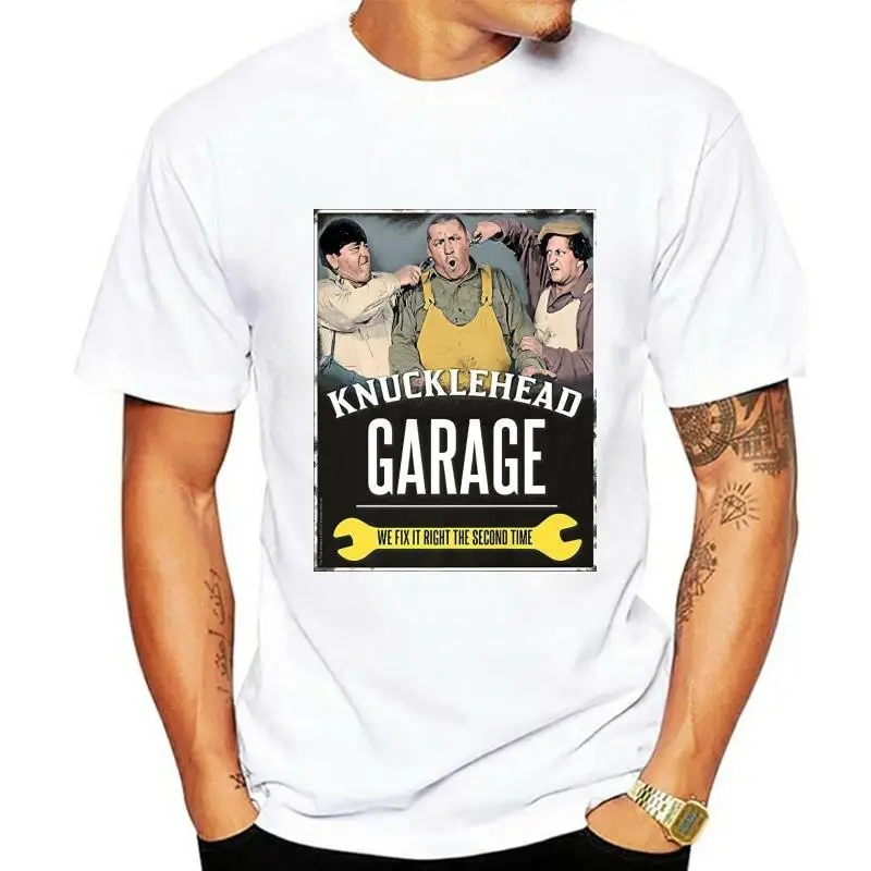Summer Knucklehead Garage We Fix It Right Second Time The Three Stooges Black T-Shirt Pulp Fiction Streetwear John Wick