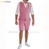 Linen Suits for Men 2 Pieces Casual Slim Fit Suit Vest with Shorts Set Prom Wedding Tuxedos for Groomsmen ( Waistcoat+Pants ) 5