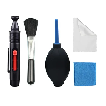 Kit di Pulizia per Fotocamera: Soffiatore d'Aria, Pennelli per Lenti, Penna Pulente, Panno per Pulizia di Obiettivi, Filtri, Sensore e Schermo LCD