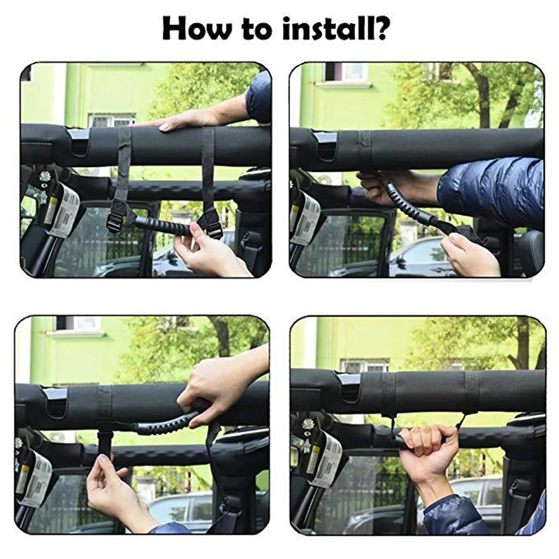 Car Grab Handle For Jeep Wrangler YJ TJ JK JL JKU 1987-Grip Bar Pulling Tab Auto Interior Safety Handrail Accessories 1/2PC car grab handle