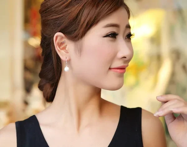 Fine 925 Sterling Silver Beautiful 10mm Pearl Drop Earrings Jewelry for Woman fashion Wedding Party Gift temperament Jewelry - 5