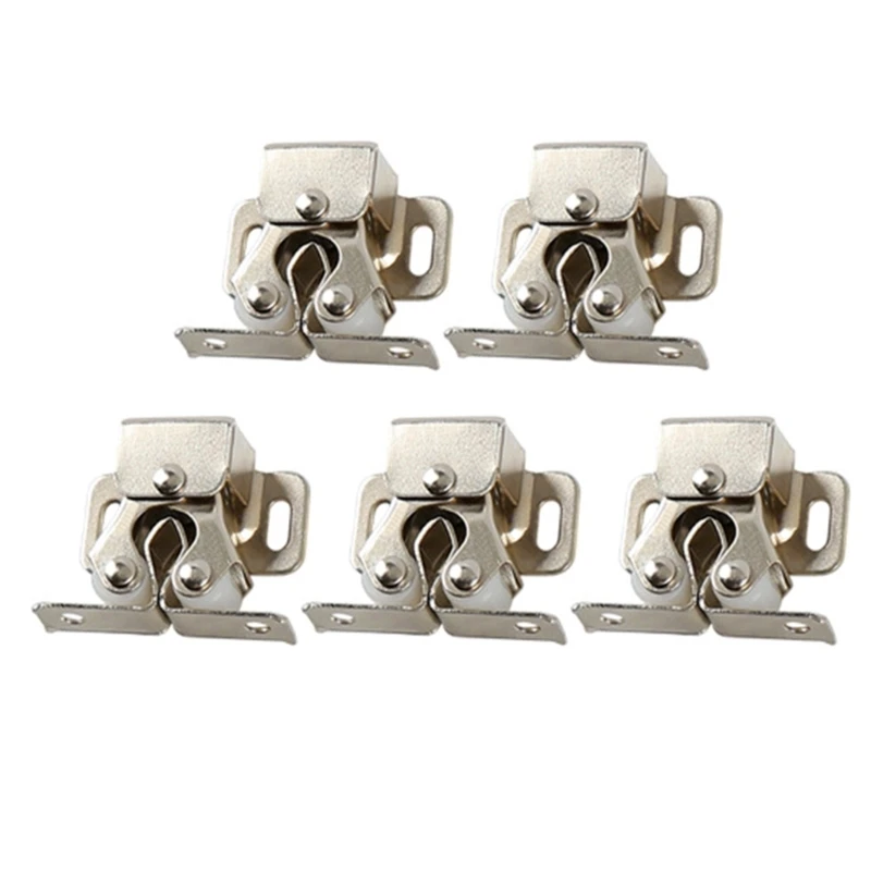 Set of 5 Double Roller Strong Hold Cupboard Cabinet Door Catches Easy to Install