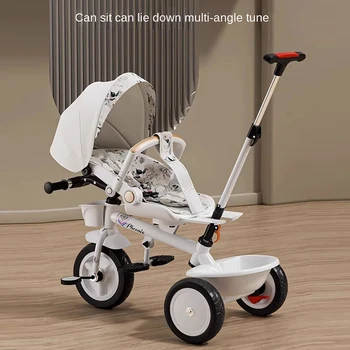 Multifunctional Children's Three-wheeled Pedal Car can Sit and Lie Down Two-way Large Baby Stroller 1-6 Years Old Bike 1