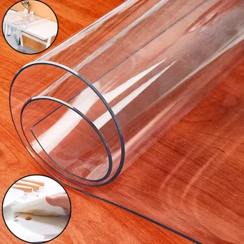 Tapis de Table en PVC, tissu doux en verre, couverture de Table transparente, tapis et tapis imperméables pour la maison, le salon, nappe 1.0mm 1