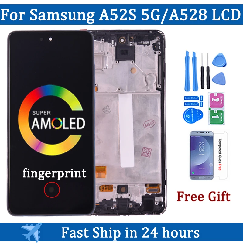 Lcd Super Amoled Da 6.5 "Per Samsung A52S A528 Display Touch Screen Digitizer Lcd Per Samsung A52S 5G Lcd Parte Di Ricambio