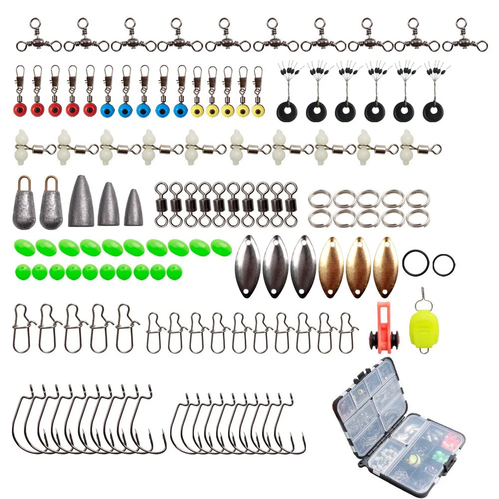 183Pcs/Box Fishing Accessories Kit Fishing Hooks Space Bean Swivels Snap Sinker  Weight Fishing Terminal Tackle Accessory Set - AliExpress