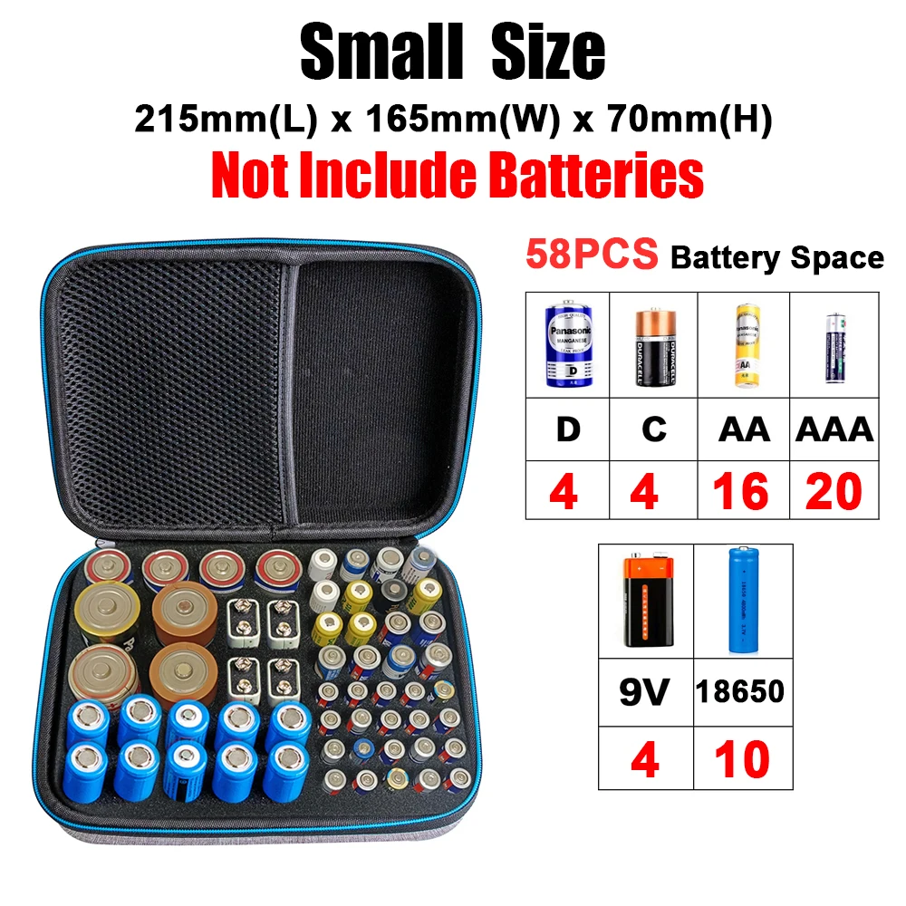 Portable Hard EVA Shockproof Battery Organizer with Tester - 146 Pcs Storage Case Box Holder