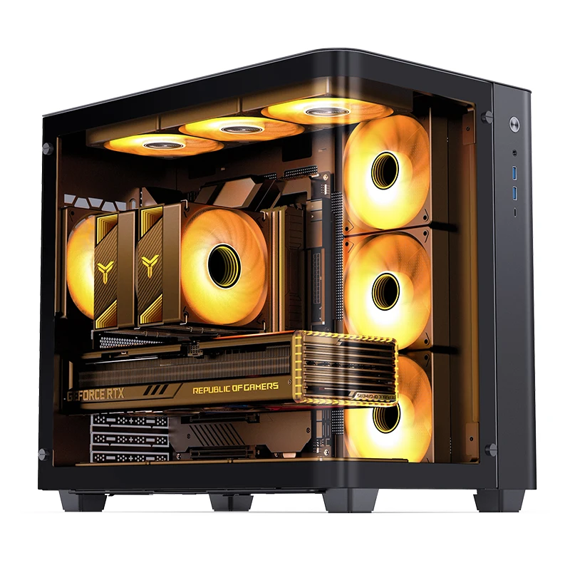 JONSBO TK-3 270&deg;curved sea view room ATX chassis (dual 360 radiators/ATX power supply/10 fan positions/Type-c Gen2 10Gbps+)