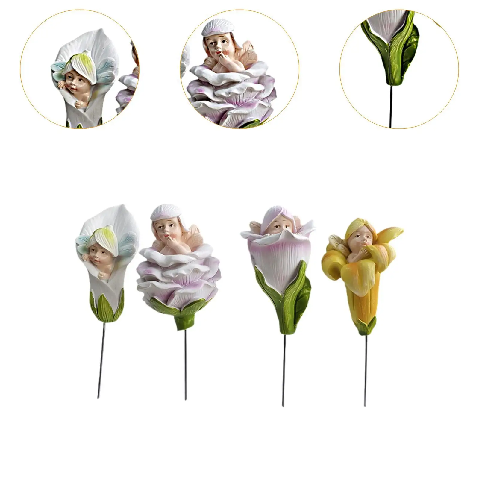 Fairy Garden Stakes Cute Creative Yard Decorations Resin Craft for Yard Planter Entrance Porch Lawn