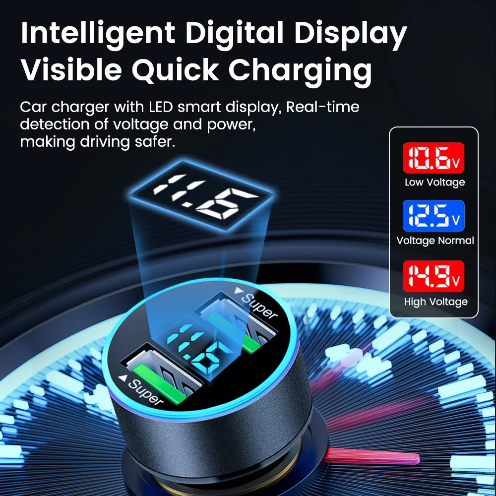 200W Dual Ports USB Car Charger Fast Charging Cigarette Socket Lighter USB Phone Charger Adapter For iPhone Samsung Xiaomi Phone Charger Adapter Phone Charger Car Charger Car Phone Charger