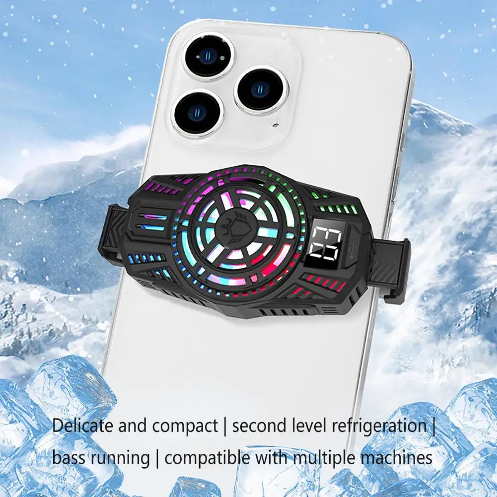 

RGB Light Cell Phone Cooler Fan Cellphone Radiator with LED Temperature Display Magnetic Suction Heatsink Cooling Fan