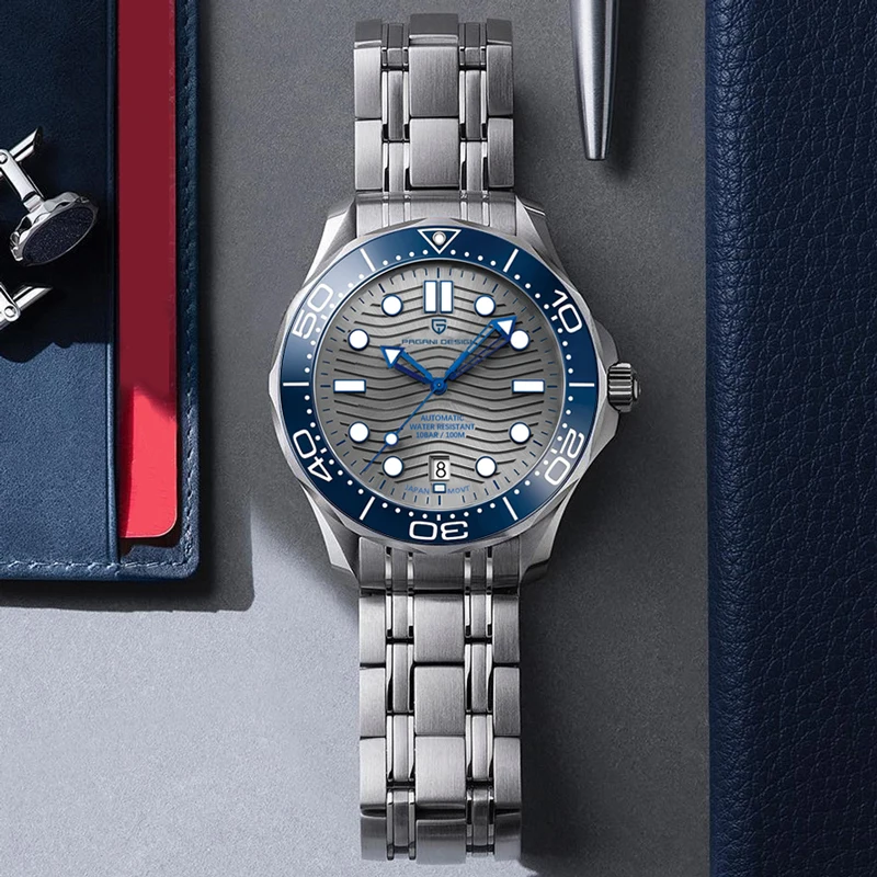 2022 New PAGANI DESIGN Wave Men Mechanical watch Luxury Automatic Watch for men NH35 Sapphire crystal Dive wristwatch clock man