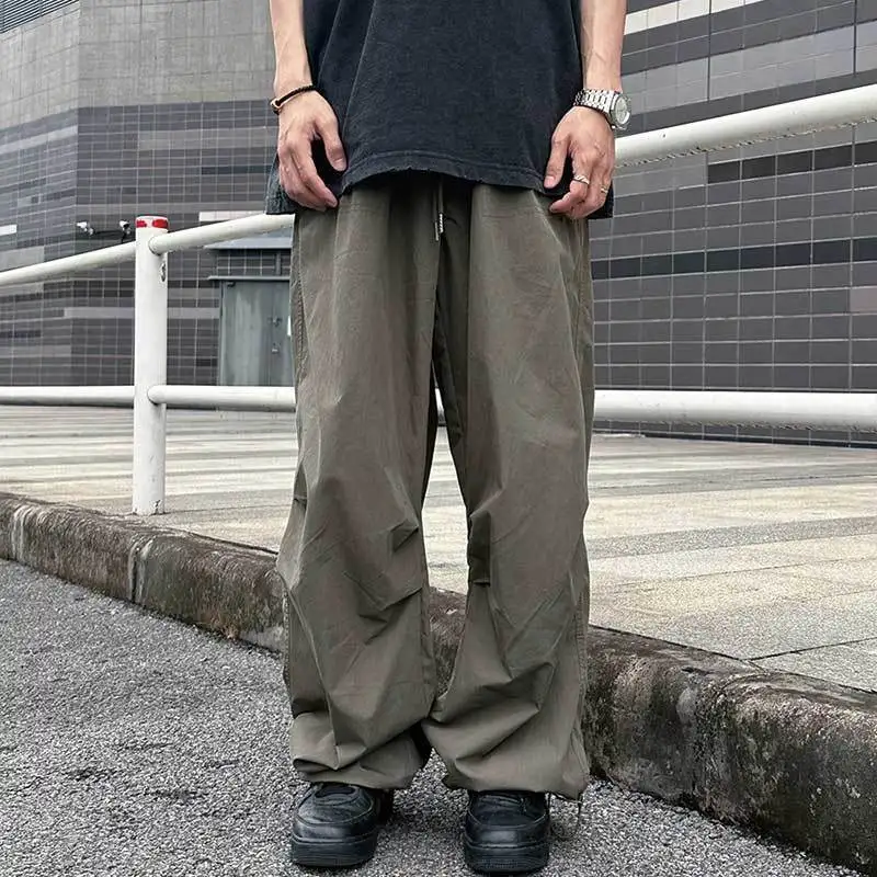 

Deeptown Vintage Oversized Parachute Pants Women Black Harajuku Streetwear Baggy Pleated Trousers Male Korean Fashion Hippie