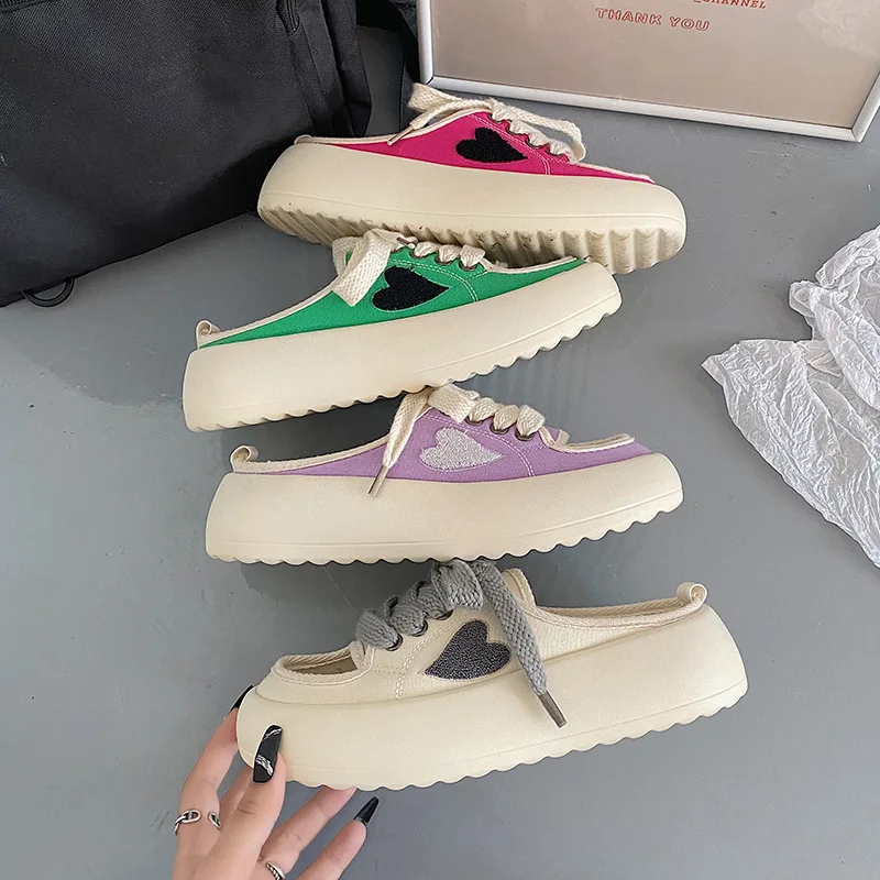 2022 New Fashion Women's Canvas Slippers Platform Shoes Casual Classic Solid Color Women's Casual Shoes Low-top Flat Sneakers