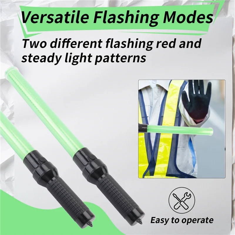 AT02-4Pack Traffic Wand 54Cm Led Traffic Control Wand Safety Light Wand With 2Flashing Modes Air Marshaling Signal Wand