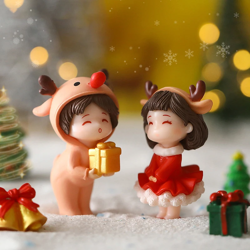 

2pcs Cute Mini Lovers Couples Miniature Landscape DIY Ornament Home Garden Dollhouse Decor Ornament Christmas Gift
