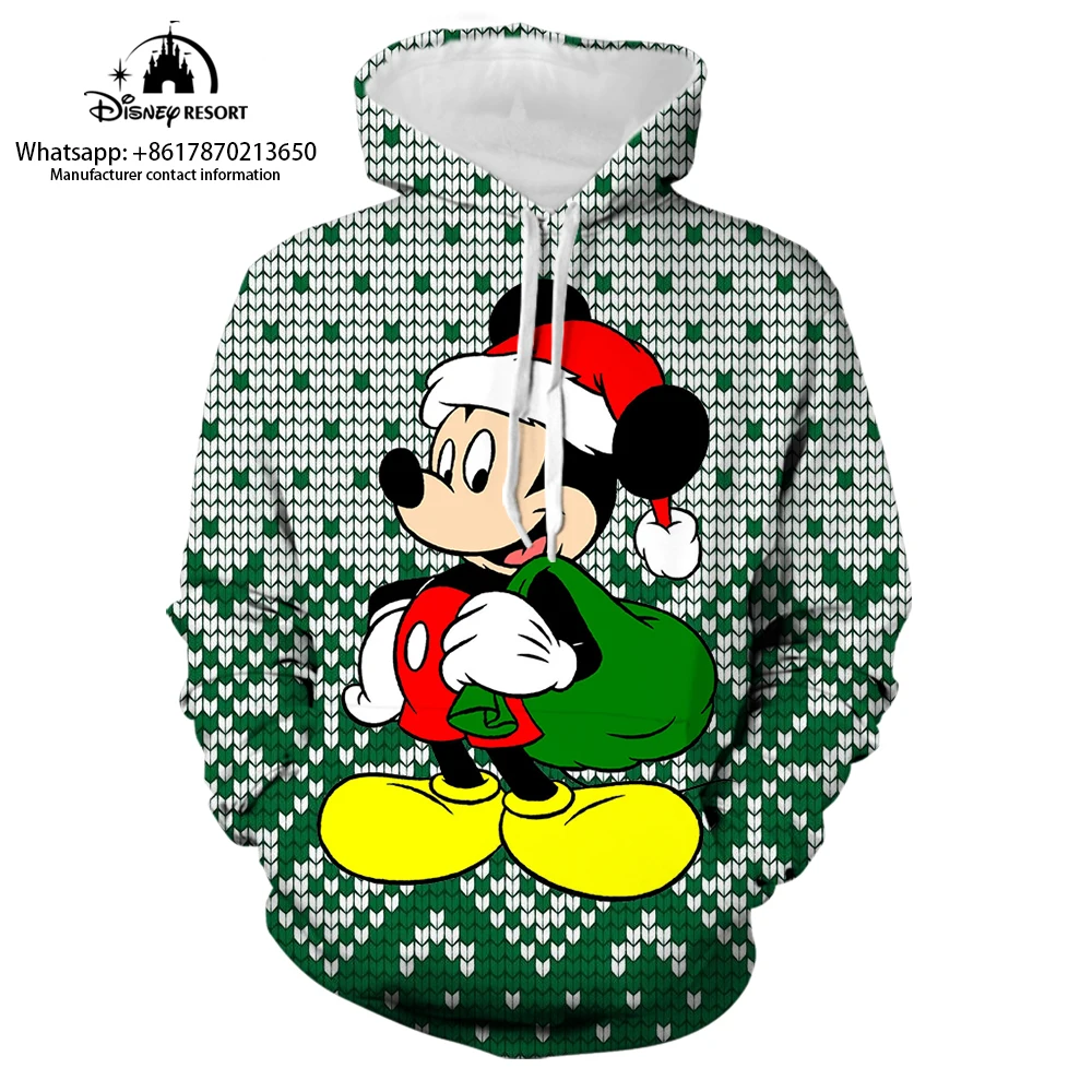 

New Mickey Minnie and Winnie the Pooh Cartoon Christmas Disney Brand Hoodie Women Streetwear Fall Long Sleeve Casual Sweatshirt