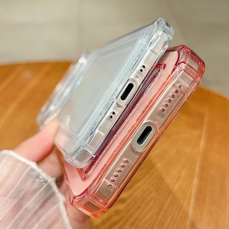 Shockproof Transparent Silicone Phone Case with Card Slot Pocket