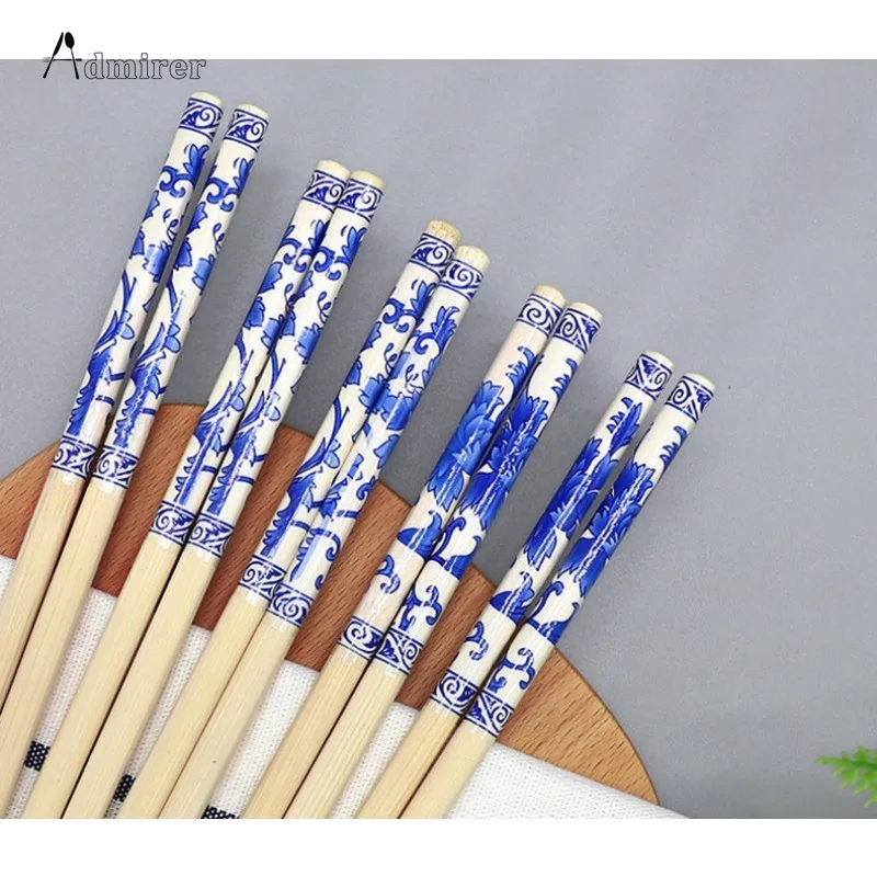 1 Pairs Bamboo Wooden Chopsticks Chinese Food Tableware Japanese Style Sushi Sticks Washable Dishes Kitchen Accessories Set