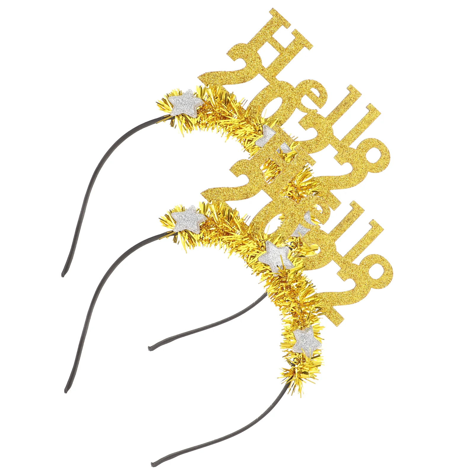 

2 Pcs New Year's Eve Headband Party Headdresses Letter Photo Props Hair Decors Greeter