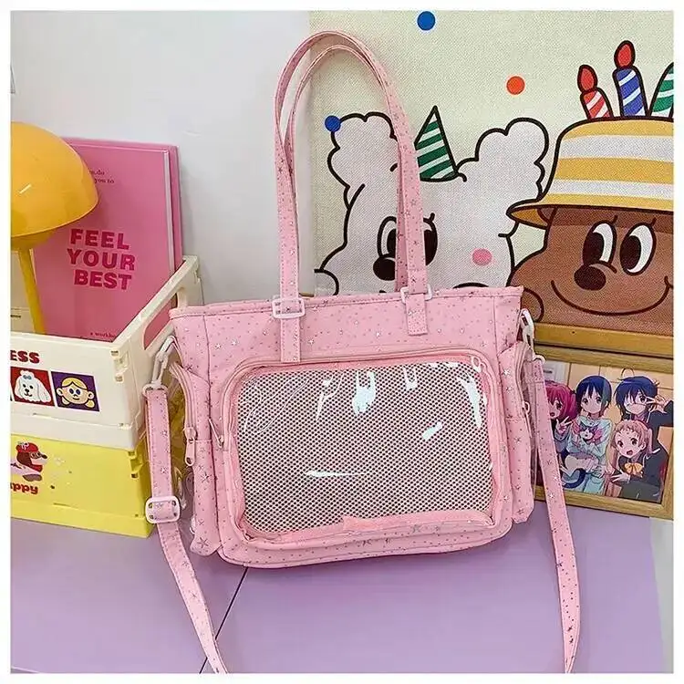 Neue Y2K Niedliche Stern-Bling Ita-Tasche Damen Mode Schultertasche Lolita Mädchen Transparente Tragetasche DIY Display Umhängetasche Handtaschen – Detail 34