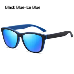 Polarized Mirrored Unisex Sunglasses with UV400 Protection - Stylish Classic Retro Design (Black Blue - Ice Blue)