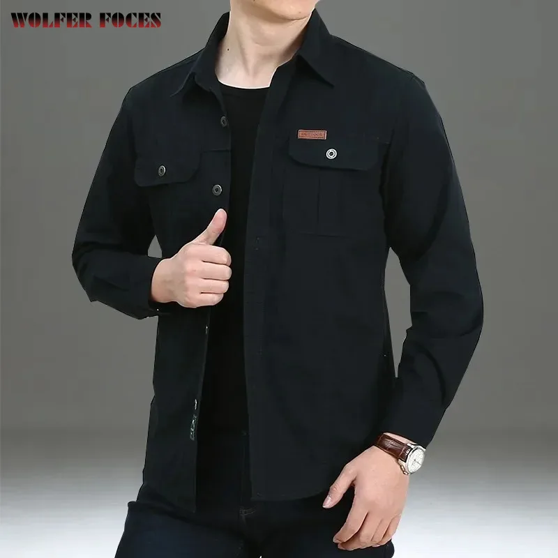 

Outdoor Luxury Brand Men Elegant Shirt Man Tactical Clothing Fashion Men's Shirts Casual Long Sleeve Social Plaid Linen Denim