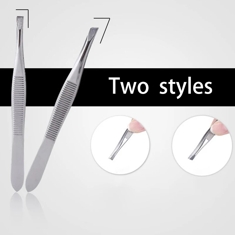 Eyebrow Tweezers 2Pcs/Set Professional Stainless Steel Hair Removal Clip Face Hair Remover Makeup Tool