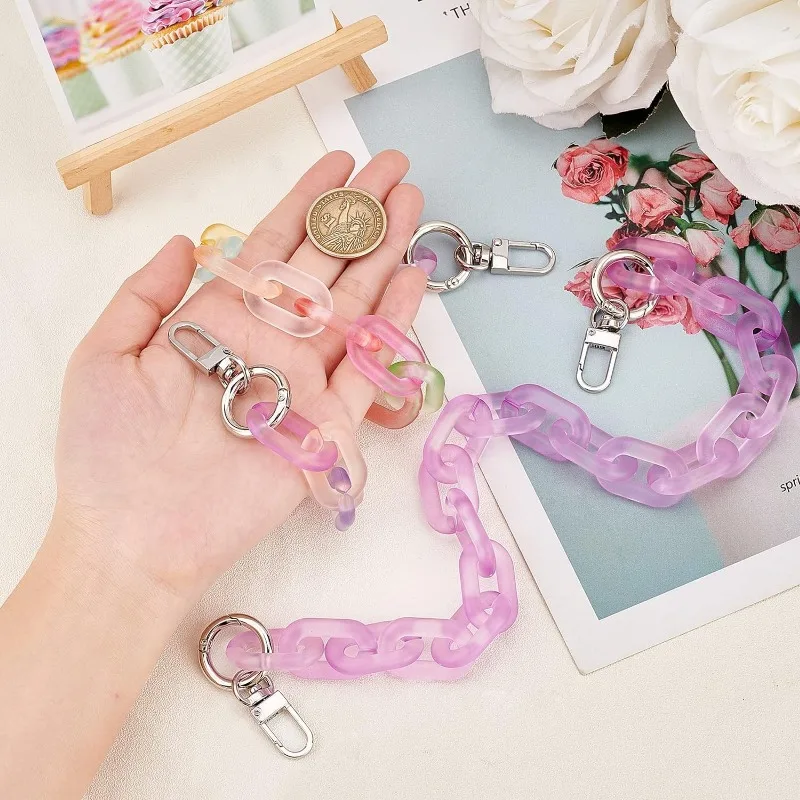 2 Colors Acrylic Handbag Strap 19.8 inch Colorful Rainbow Purse Replacement Chain Crossbody Shoulder Handle Strap