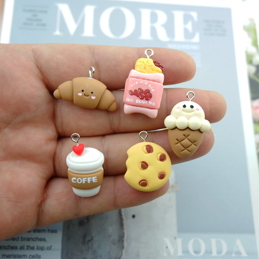 Kawaii Croissant Keks Coffe Charms für Schmuck Machen Diy Ohrring Armband Anhänger Zubehör Erkenntnisse Großhandel Groß – Detail 1