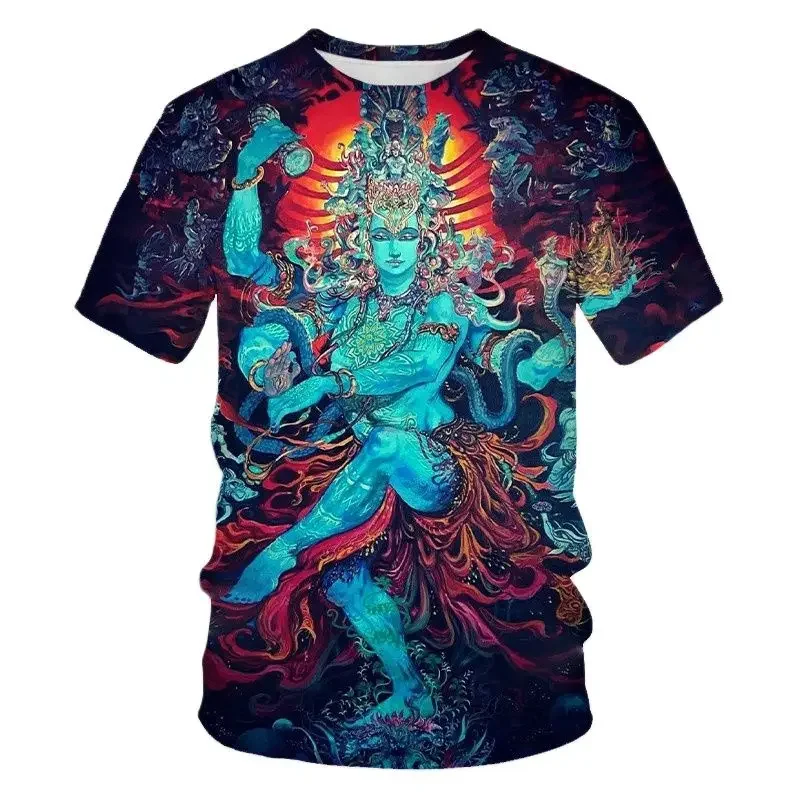 

New Summer Fashion New India Shiva graphic t shirts For Men Trend Casual Personality Printed Oversized Short Sleeve Tees Tops