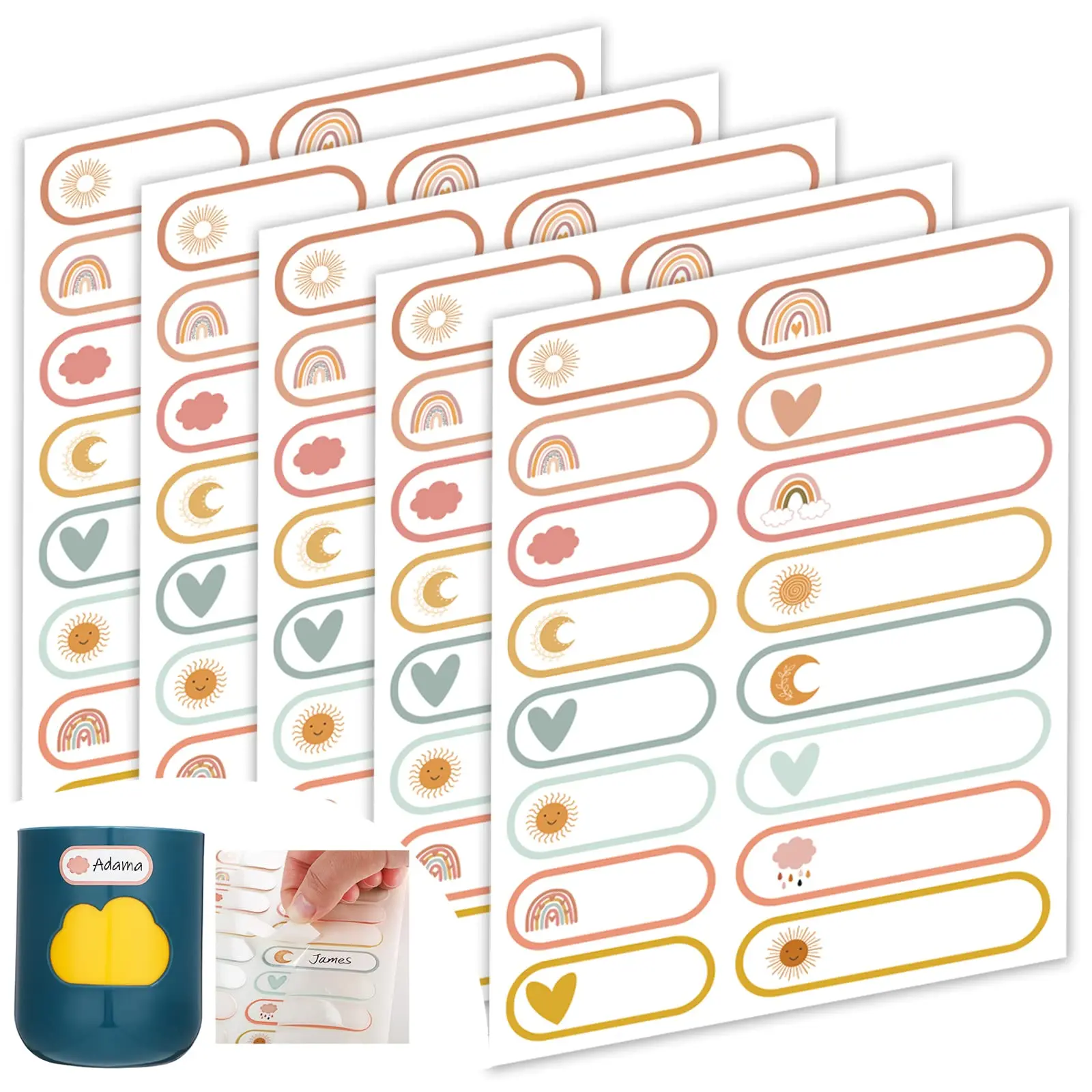 Name Stickers Baby Bottle Labels For Daycare, School Name Labels For Kids Writable Waterproof Self Tableware Spice Stickers